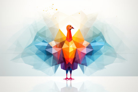 abstract turkey illustration with colorful geometric shapesの素材