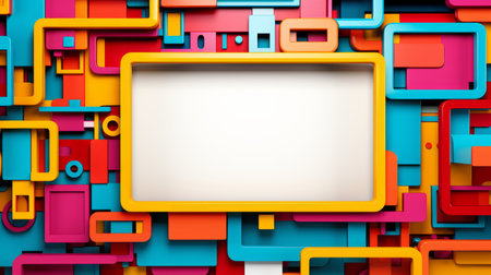 an abstract background with colorful squares and a square frameの素材