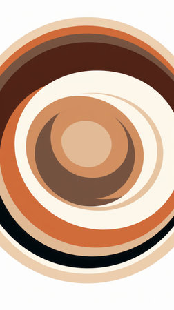 an abstract brown and black circular shape on a white backgroundの素材