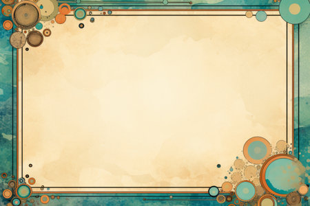 an abstract frame with circles and flowers on itの素材