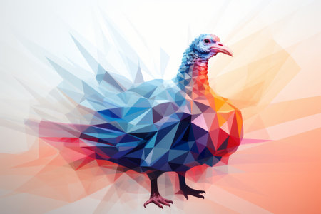 an illustration of a turkey made of geometric shapesの素材