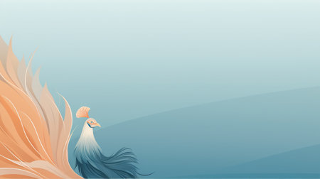 an illustration of an orange and blue peacockの素材