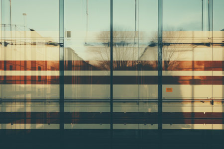 an image of a building that is reflected in a glass wallの素材
