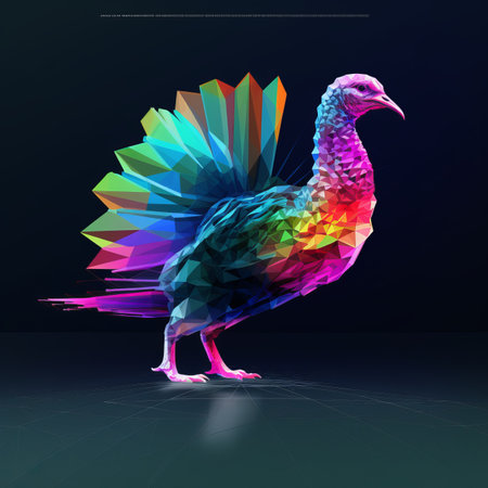 an image of a colorful bird on a black backgroundの素材