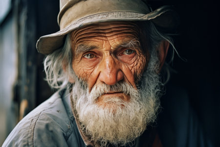 an old man with a beard and hatの素材