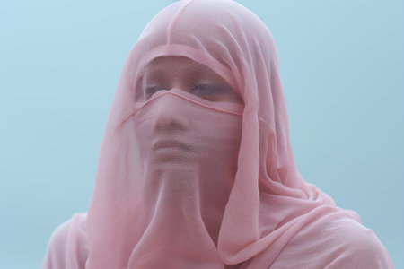 an image of a woman wearing a pink veilの素材
