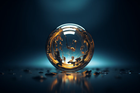 an image of a glass ball on a dark backgroundの素材