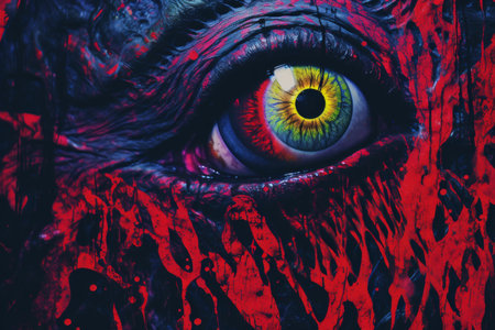 an image of an eye with blood on itの素材