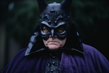 an older man wearing a batman maskの素材