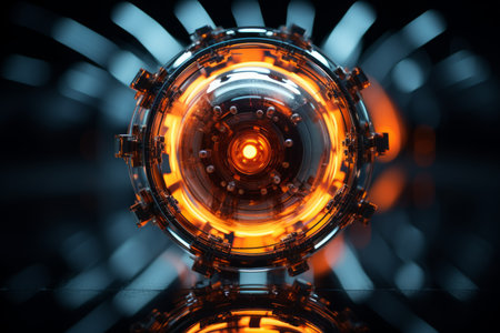 an orange and black glowing object on a black backgroundの素材