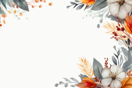 an orange and white floral frame on a white backgroundの素材