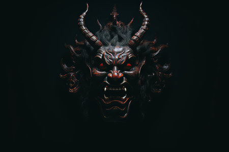 a demon mask on a black backgroundの素材