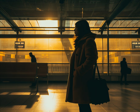 a person standing in an airportの素材