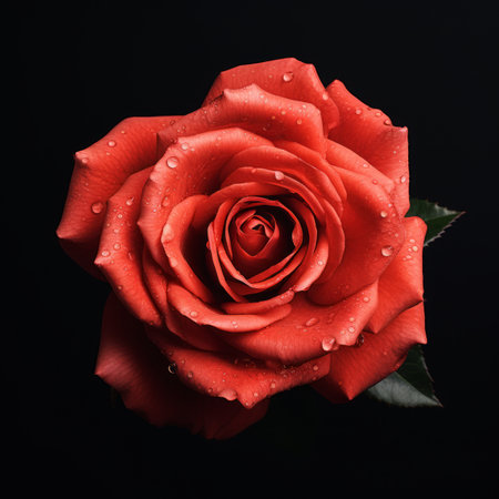 a red rose with water droplets on the petalsの素材