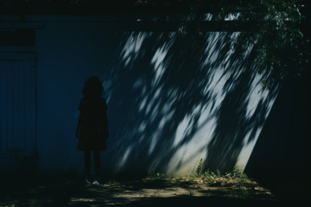 a silhouette of a person standing in front of a wallの素材