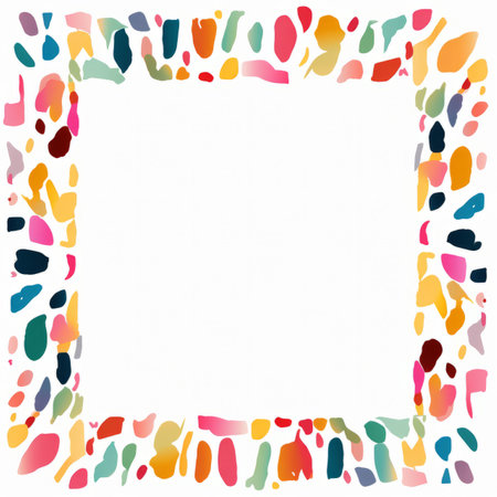 a square frame with colorful paint splotches on itの素材