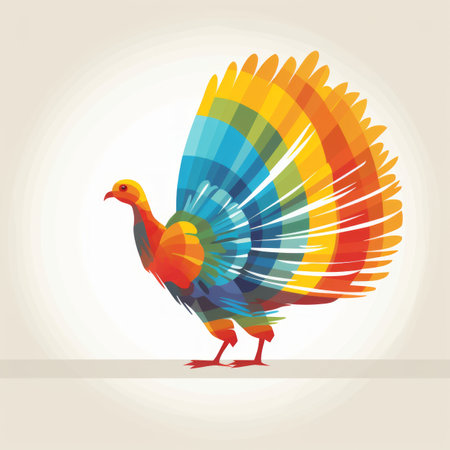 an illustration of a colorful bird on a white backgroundの素材