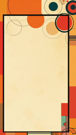 an orange green and blue background with a square frameの素材