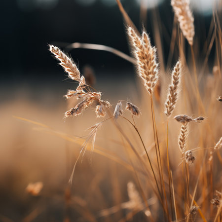 a field of dry grass in the middle of the dayの素材