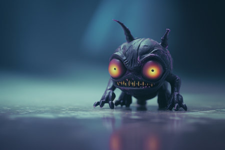 a small black creature with glowing eyesの素材