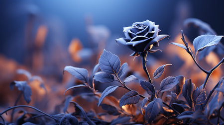 a single rose is in the middle of a fieldの素材