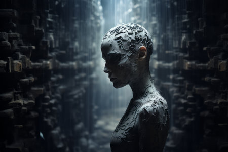 an image of a woman covered in dirtの素材