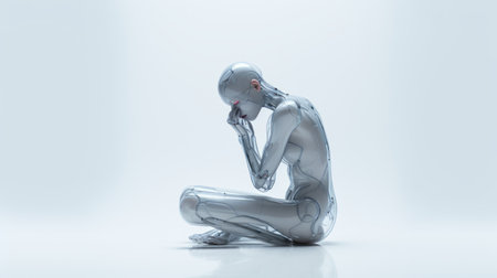 an image of a robot sitting on the floorの素材