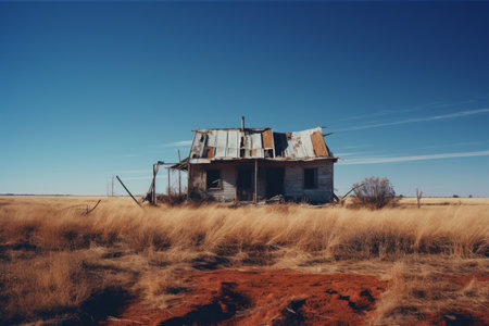 an old abandoned house in the middle of nowhereの素材