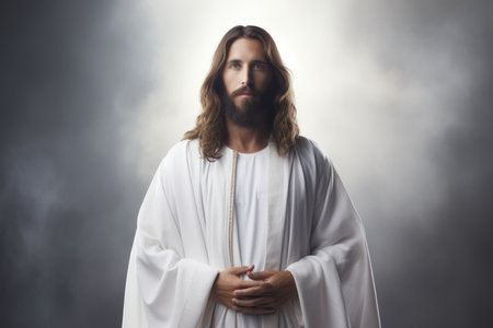 jesus standing in front of a cloudの素材