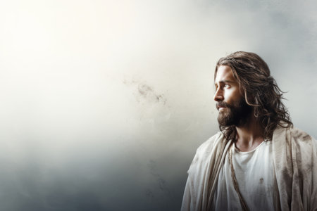jesus standing in front of a cloudの素材