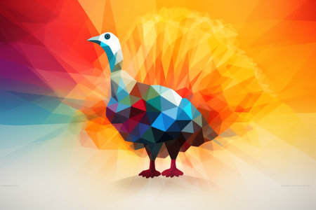 a colorful turquoise bird on a colorful backgroundの素材