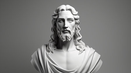 a bust of jesus on a gray backgroundの素材