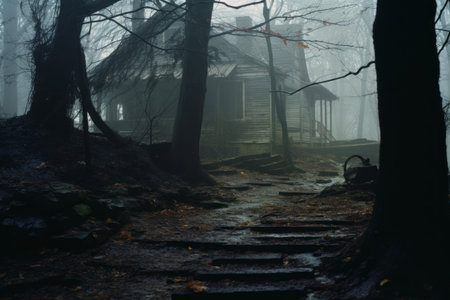 a house in the middle of the woodsの素材