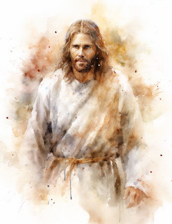 watercolor painting of jesusの素材