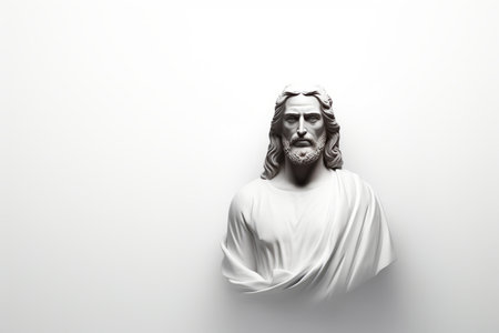 a statue of jesus on a white backgroundの素材