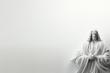 a statue of jesus sitting on a white backgroundの素材