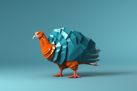 a turkey made out of paper with an orange beakの素材