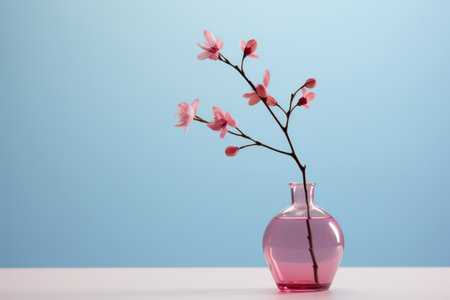 a vase with pink flowers sitting on a table