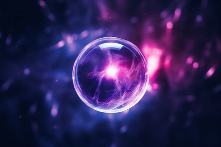 an abstract image of a sphere with a glowing light in the centerの素材
