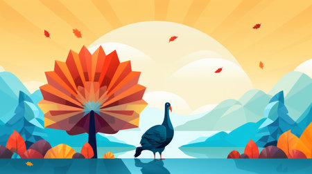 an illustration of a bird standing in front of a treeの素材