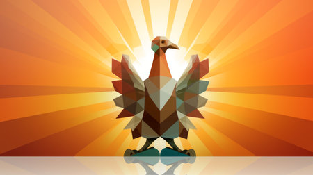 an illustration of a bird on an orange backgroundの素材