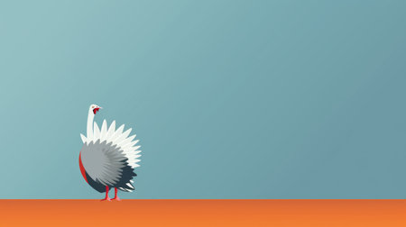 an illustration of a turkey standing on top of an orange backgroundの素材