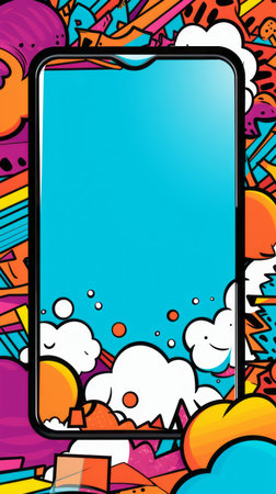 an illustration of a phone screen with a colorful backgroundの素材