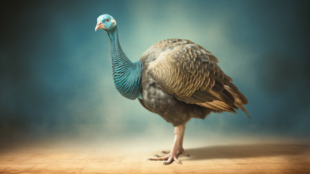 an image of a turkey standing on a wooden floorの素材