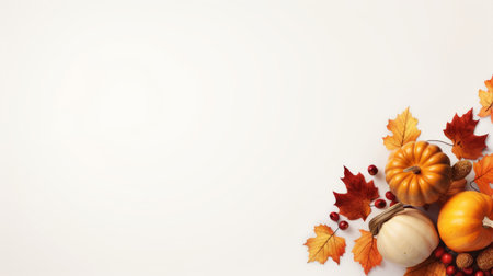 thanksgiving background with pumpkins and leavesの素材