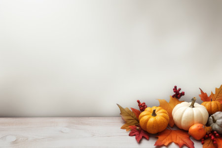 thanksgiving background with pumpkins and leavesの素材