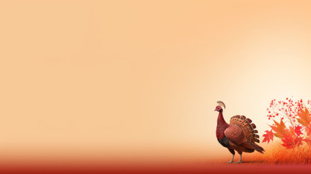 thanksgiving background with turkey and autumn leavesの素材