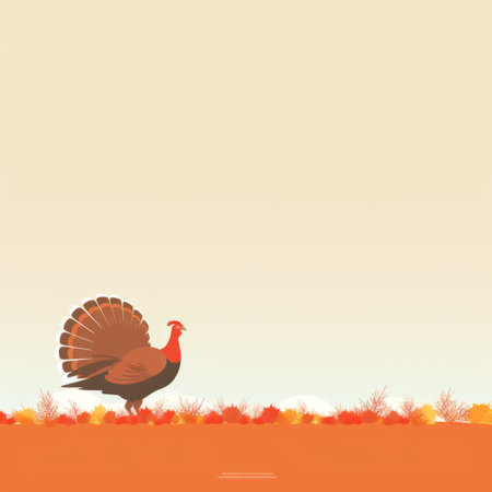 thanksgiving background with turkey and autumn leavesの素材