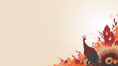 thanksgiving background with turkeys and autumn leavesの素材