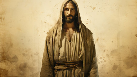 jesus standing in front of a grungy backgroundの素材